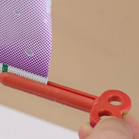 ROLLING TUBE TOOTHPASTE SQUEEZER DISPENSER HOLDER STAND IN RED - Picture 8 of 15